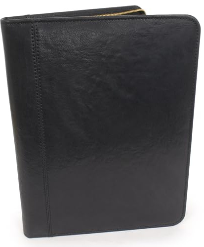 Bucklestone - Herren Leder A4 Notizbuchtasche - Schreibmappe mit Reißverschluss - Konferenzmappe Passend für ein Notizbuch - London - Schwarz