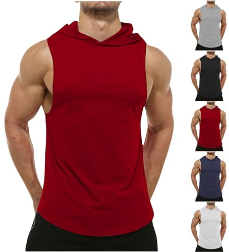 Debardeur Homme a Capuche Tee Shirt sans Manche Débardeurs Ete Tshirt Minimaliste Hauts Respirant Teeshirt Sport T-Shirt Fitness T-Shirts Running Vêtements
