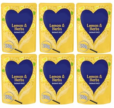 Lemon & Herbs Basmati Rice, Microwave, Gluten Free, Suitable for Vegetarians & Vegans, 250g,Pack Of 6