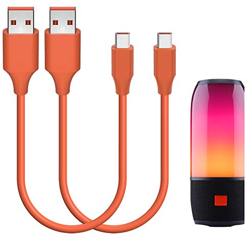 GEEKRIA USB Speakers Short Charger Cable Compatible with JBL TUNE 700BT, 450BT, LIVE 500BT, T110BT, Free Charger, USB to Micro-USB Replacement Power Charging Cord (1 ft / 30 cm 2 Pack)
