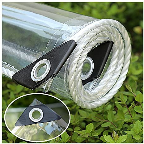 QWEASDF wasserdichte Transparente Plane, Wetterfeste Plane mit Ösen, reißfest, wasserdicht, UV-beständig für Patio Outdoor Camping Terrasse Balkon Pflanzenabdeckung,0.8x1.5m/2.6x4.9ft