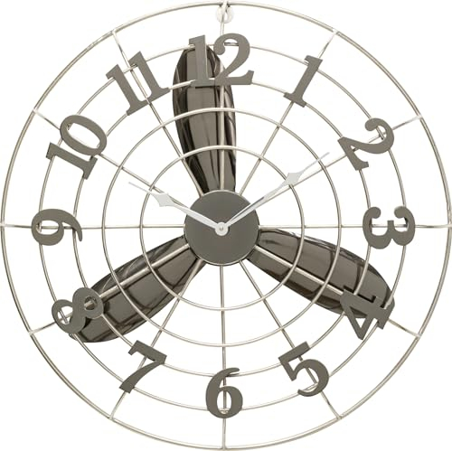 Kare Design Wanduhr Fan Blade, Uhr, Silber, 61cm