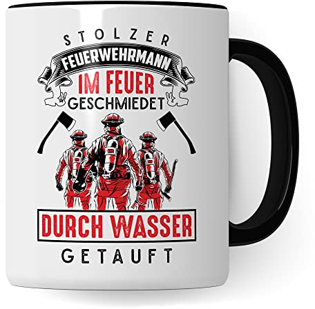 Feuerwehrmann Tasse, Feuerwehr Geschenk, Berufsfeuerwehr Kaffeebecher Kaffeetasse Humor Witz Geschenkidee für Feuerwehrwache Freiwillige Feuerwehr Becher