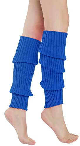 Sarfel Beinstulpen für Damen, 80er-Jahre, gerippt, gestrickt, Beinstulpen, Sport-Party-Zubehör, blau, Einheitsgröße