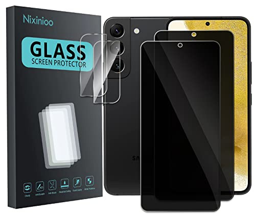 [2 + 2 pièces] Verre Trempé pour Samsung Galaxy S22 5G, Anti-Espion Anti-Spy Privacy Film Protection Vitre 9H Ultra Résistant Écran Privé Protecteur 2 pièces et Caméra Arrière 2 pièces