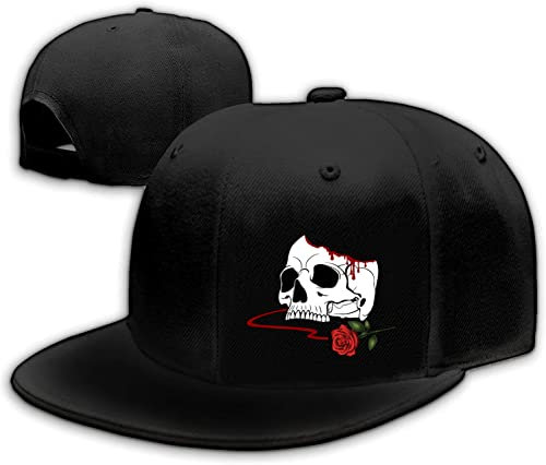 Horror Skull Rose Hat Snapback Cappelli per Gli Uomini Flat Bill Brim Snap Zaino Trucker Cappelli Regolabile Uomo Baseball Caps, Teschio dell'Orrore, 2