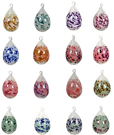 Lauschaer Glas Ostereier aus Glas mit Granulat Verschiedene Größen und Sets mundgeblasen handgeformt (16, 16