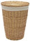 JVL Hand Woven Acacia Round Laundry Willow Basket with Lid, Honey Finish
