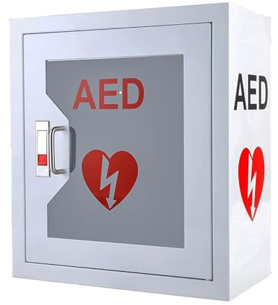 Defibrillator-Aufbewahrungsschrank, AED-Defibrillator-Aufbewahrungsbox zur Wandmontage,Erste-Hilfe-Defibrillations-Alarmbox mit Schnappverschluss,Metallstahlplatte,für öffentliche Orte im Home Office