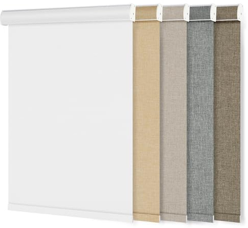 Sulugood Blackout Roller Shades Cordless Window Covering White.26 Wx64 H