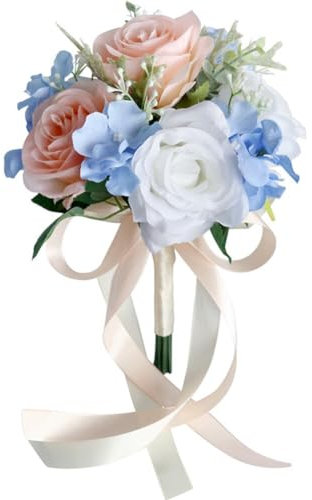 Brautstrauß künstlich Wasserfall, Hochzeit Bouquet Wasser Tropfen Wasserfall Braut Blumensträusse Rosenstrauß für Braut Brautjungfern Zeremonie Jahrestag Braut Party Hochzeit Dekoration-28cmx18cm