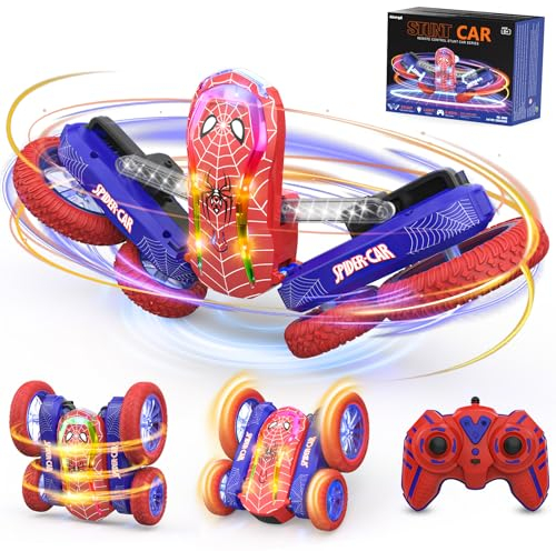Voiture Télécommandée Spider Cascade, 360°Rotation RC Camion Car Radiocommandee avec Spectacle de Lumière Jouet Enfant Garçon Fille 6 7 8 9 10 11 12 Ans Cadeau Anniversaire Noel Jeux Extérieur