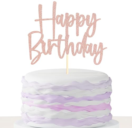 Sumerk 1 PC Rose Gold Happy Birthday Cake Toppers Happy Birthday Decorations Birthday Cake Toppers for Women Men Cake Decorations for Birthday Party