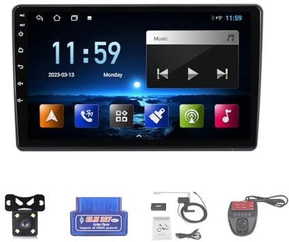 Radio de Coche Android 12 para Volkswagen Passat B5,2 DIN Reproductor Multimedia Auto Radio con Wireless Carplay/Android Auto/BT 5.0/SWC/DVR/GPS/DSP/FM Am Radio/Dab+/RDS/DSP/OBD 2(Size:M100CP)