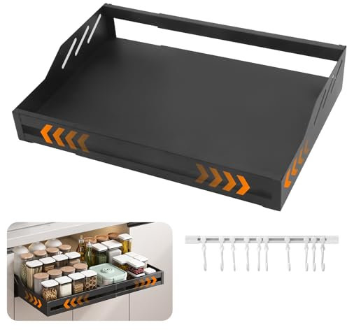 Wuciray Cajones Extraibles para Cocina Telescopico Baldas Armario Organizador Despensa Cocina Extraible Bandeja Mueble Cocina Deslizante no Requiere Taladrar Ni Clavar Negro