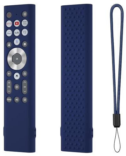 Silicone Remote Case Protective Cover Sleeve for Hisense ERF6A80 ERF6G80H ERF6F80H for Hisense Class A7 U8 Series 4K for Google TV Remote Anti-Slip Soft Skin Protector with Lanyard (Dark Blue)