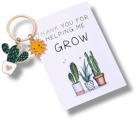 Thank you for helping me grow Gift, cute cactus charm, Novelty Keychain