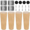 GOMETY Lot de 4 pieds de meubles en bois massif de 10 cm - Pieds de table coniques de rechange en chêne avec 4 plaques de montage et 32 vis - Pieds ronds en bois pour chaises, canapé, lit, armoire,