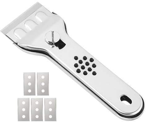 Cerankeochfeld-Schaber-Robust aus Edelstahl Hob Scramor mit Ersatzklingen | Vielseitiges Reinigungswerkzeug für Glaskeramik, Induktionskochfeld,