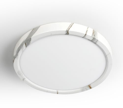 LVL Modern LED Deckenleuchte Flach Rund 18W 23cm Marmortextur für Wohnzimmer Schlafzimmer Küche Flur Deckenlampe Balkon Beleuchtung