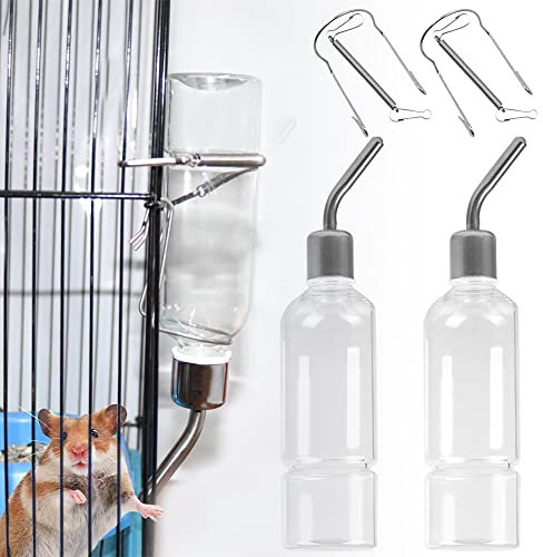 Rppiup Trinkflasche Kaninchen mit Halterung, 2 Stück Kaninchen Wasser Flaschen, 350ml Hasen Trinkflasche, Hängende Haustiere Wasserflaschen für Kaninchen Meerschweinchen Hamster Chinchillas