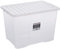 Wham Crystal Plastic Storage Boxes With Lids Home Office Stackable Nestable Container Box, 80L Easy fit Underbed Protective Storage Box, 60 x 40 x 42 cm - Tint Clear (Set of 5)