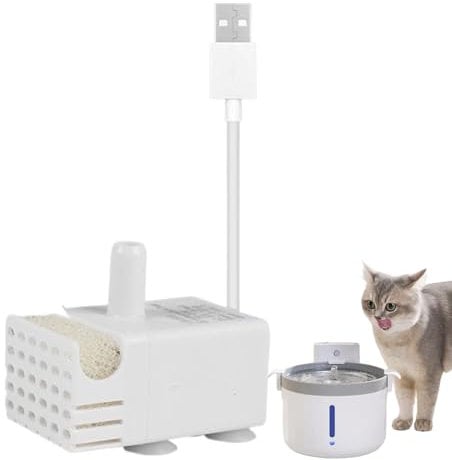 Pompa Fontanella per Gatti USB, Pompa per Fontanella Giardino, Super Silenziosa Pompas Fontane per Gatti E Cani, Acquario, Rockery, Animali Domestici, Versione Regolabile Disponibile