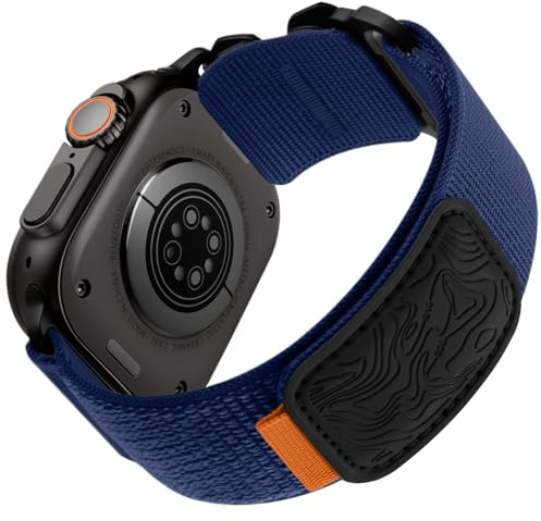 Bandletic Kompatibel mit Apple Watch Armband 49mm 46mm 45mm 44mm 42mm | Weiches Nylon Loop Sport Armband für Apple Watch Ultra, Series 11/10 46mm, 9/8/7 45mm, SE3/SE2/SE/6/5/4 44mm, 3/2/1 42mm Blau