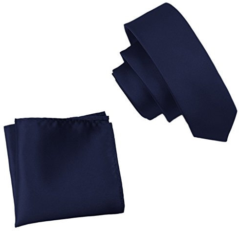WS SET schmale KRAWATTE + EINSTECKTUCH SET schmal Business Hochzeit festlich (navy)