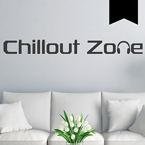 WANDKINGS Wandtattoo - Chillout Zone - 135 x 15 cm - Schwarz - Wähle aus 5 Größen & 35 Farben