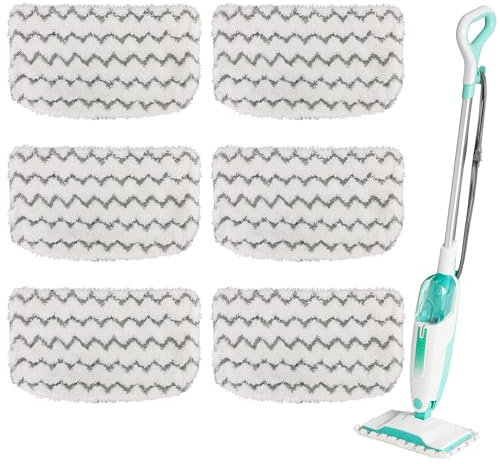 6 Pack Microfiber Steam Mop Pads Replacement for Shark Steam Mop S1000, S1000A, S1000C, S1000WM, and S1001C, Dirt Grip Cleaning Pads