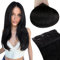 RUNATURE Clip in Extensions Echthaar 40cm 3pcs Schwarz Menschliches Haar 50g Naturliches Haarverlängerung #1B