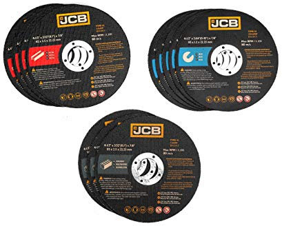 JCB - 12 Piece Cutting Disc Set | 4-1/2 Discs | Suitable for Cutting Various Materials, Storage Tin and Various Graded Bonded Abrasive Discs Included (JCB-PTA-CD12-NA)