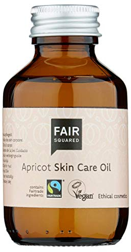 FAIR SQUARED Skin Care Oil Apricot 100 ml - Hautpflegeöl für sensible Haut - Vegane Naturkosmetik in der Zero Waste Mehrweg-Glasflasche