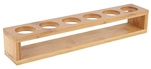 Portabicchieri con 6 Fori,Portabicchieri Legno per Cocktail e Supporto,Dispenser per Bicchierini da Liquore in Legno,Dispenser di Cocktail a Appoggio per Bar da Casa,32,8x6x5,5 cm