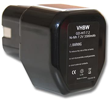 vhbw Battery Replacement for Hitachi EB712S, 325292, EB714S for Power Tools (3300 mAh, NiMH, 7.2 V)