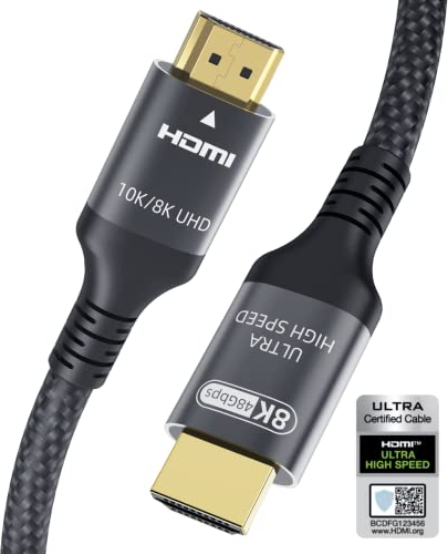 Adauxter Cable HDMI 2.1 10K 8K 3M, Certificado 48Gbps Ultra Alta Velocidad Cable HDMI con Ethernet 4K 240Hz 165Hz 120Hz 8K60Hz eARC HDCP2.3 HDR10+ PC Ordenador Portátil TV Monitor PS5 X-Box