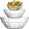 Okllen Set mit 3 Servierschalen aus Kunststoff, Durchsichtige Rührschüsseln Kristall Kunststoffschalen für Salat, Partysnack, Popcorn, Chips und Dip, Bruchfest, 400 ml, 1500 ml, 3400 ml