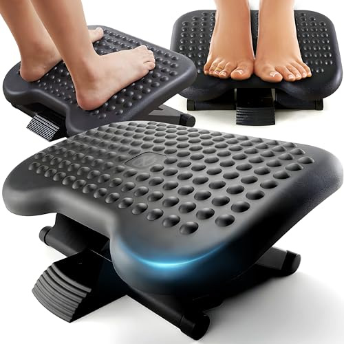 Retoo Fußhocker, Fußstütze für Schreibtisch 45 × 35 cm, ergonomische Fußablage mit 3-stufiger Höhenverstellung, rutschfester Oberfläche und Massage-Noppen, Büro & Homeoffice Zubehör