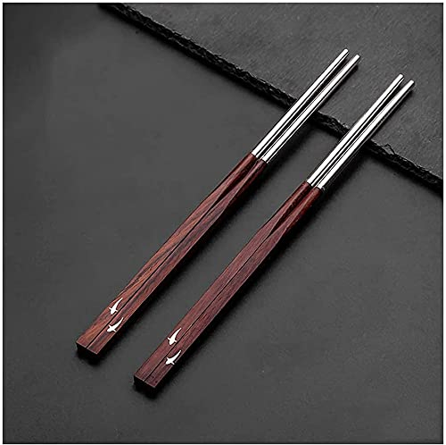 ZHANGDONG Baguettes Chinoises Acier Inoxydable Chopstick Enfant reutilisable 1/2 Paires de Baguettes Naturelles, Coffret Cadeau de Baguettes japonaises en Bois et en Argent Sterling .23.9Cm(Color:2se