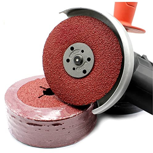 Confezione da 25 dischi abrasivi in fibra da 115 mm – 125 mm, grana 24 – 120, per smerigliatrice angolare (50 dischi in fibra Ø 115 mm/grana 50)