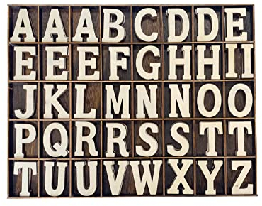 205 Pieces 2 Inch Wooden Letters Wood Alphabets for Crafts,Organized with Extra Common Letters