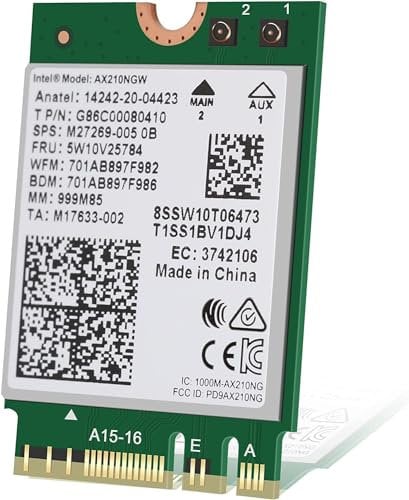 Intel WiFi 6E AX210 (Gig+) Wireless Network Adapter No vPro, Bluetooth 5.2 AX210.NGWG Wi-FI 6E