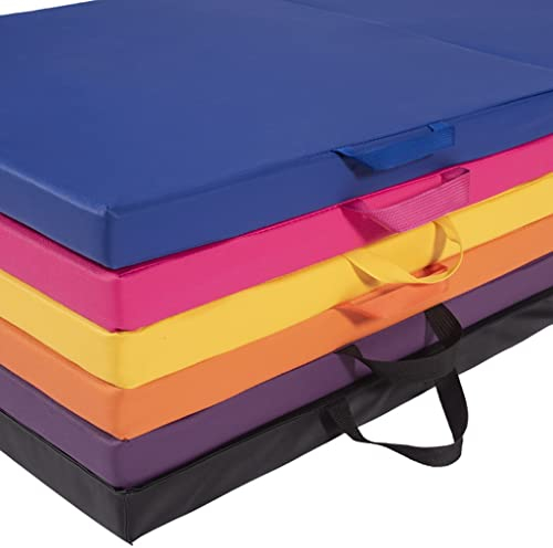Turnmatte Weichbodenmatte Gelbe PU-Gymnastikfaltmatte Dreifach Gefaltet, 5cm Dicke Fitnessmatte, Yogamatte, Tumblingmatte, 180 X 60 X 5 cm (Color : Pink, Size : 180x60x5cm)