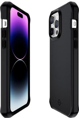 ITSKINS Ballistic R // Nylon Protective Phone Case Compatible with iPhone 14 Pro Max, Slim Hybrid Case, Anti-Slip, Heavy Duty Shockproof Cover, Military Phone Case - Black