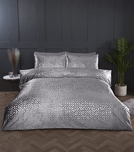 Rapport Home Silver Duvet Cover Set Soft and Easycare King Size Quilt Cover Set (230 x 220 cm) Includes 2 Pillowcases