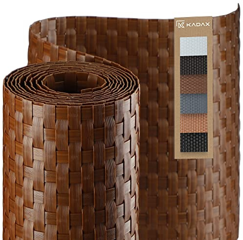 KADAX Brise-vue pour balcon, terrasse, clôture, brise-vue en rotin PE résistant aux intempéries, au mètre, avec serre-câbles, clôture brise-vue (0,9 x 1 m, jaune miel)