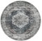 Paco Home Waschbarer Teppich Wohnzimmer Schlafzimmer Rund Vintage Muster Moderne Deko Orientalisch Ornamente Bordüre, Grösse:160 cm Rund, Farbe:Grau