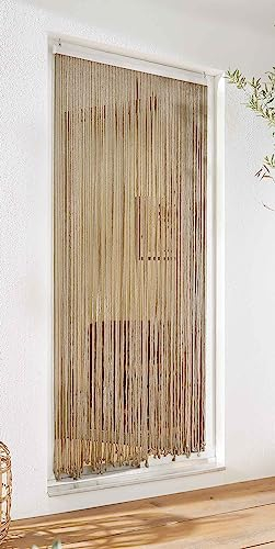 Gardinenbox Seilvorhang Türvorhang HxB 200x90 cm Jute aus Baumwollseil für Insektenschutz und Privatsphäre - Einfache Installation und Verwendung, 2022610N