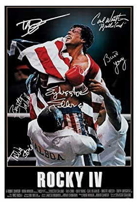 Rocky 4 Filmposter mit Unterschrift, Leinwand-Poster, Wandkunst, Dekor, Bild, Gemälde für Wohnzimmer, Schlafzimmer, Dekoration, ungerahmt, 30 x 45 cm